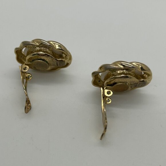 Vintage Gold-Tone Interchangeable Clip-On Earrings 10 Interchangeable Cabochons - Picture 11 of 13